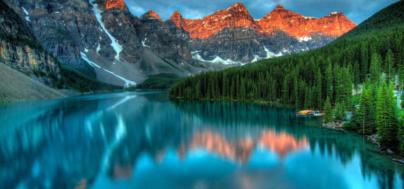 Mountain backdrop lake sunset